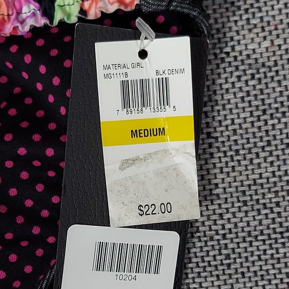 NWT MATERIAL GIRL "DENIM FEEL" FLORAL ACCENTED BIKINI BOTTOMS (M) - Picture 9 of 9